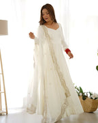 Joban Fashion Off White Kurta Set Chanderi Sequence Embroidery Work | Grocsy