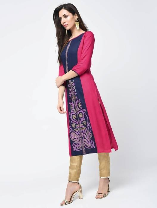 Aniyah Rayon Block Printed Latest Straight Kurta (AN-118K) | Grocsy