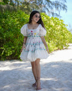 The52 Women's Gorgeous Pure Cotton Fabric Puff Sleeve with Flare Dress | Grocsy