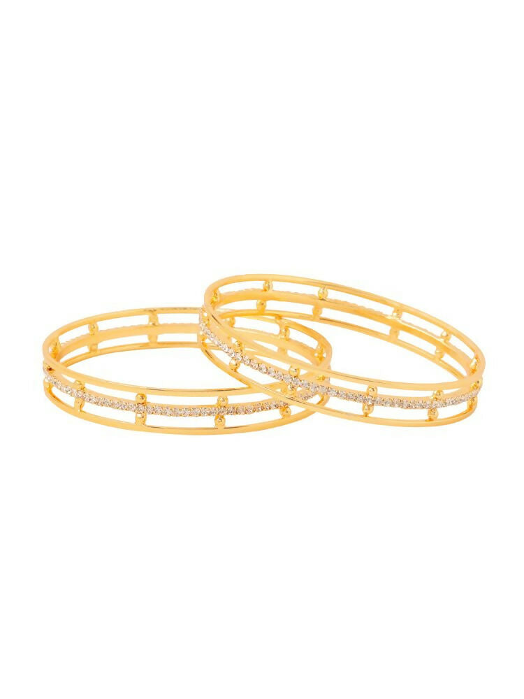 NVR Women Set of 2 Gold-Polished Handcrafted Bangles