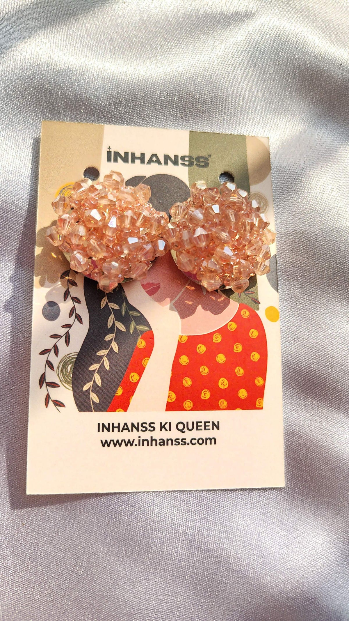 Inhanns Small Statement Studs Earrings - Peach | Grocsy