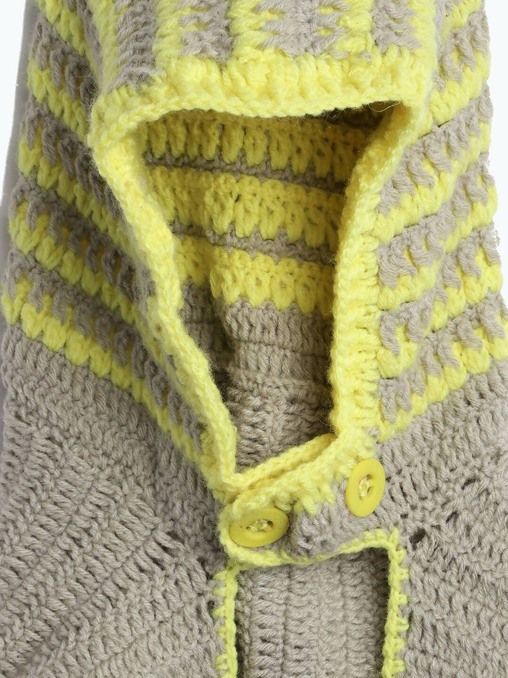 Chutput Kids Woollen Hand Knitted Striped Design Cap - Grey | Grocsy