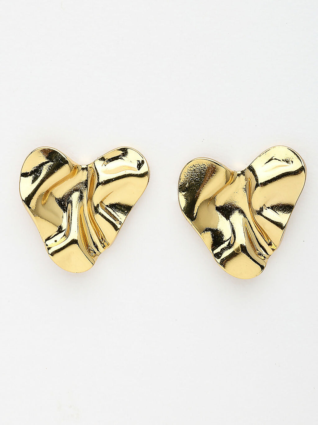 NVR Women's Gold-Polished Heart Shape Stud Earrings