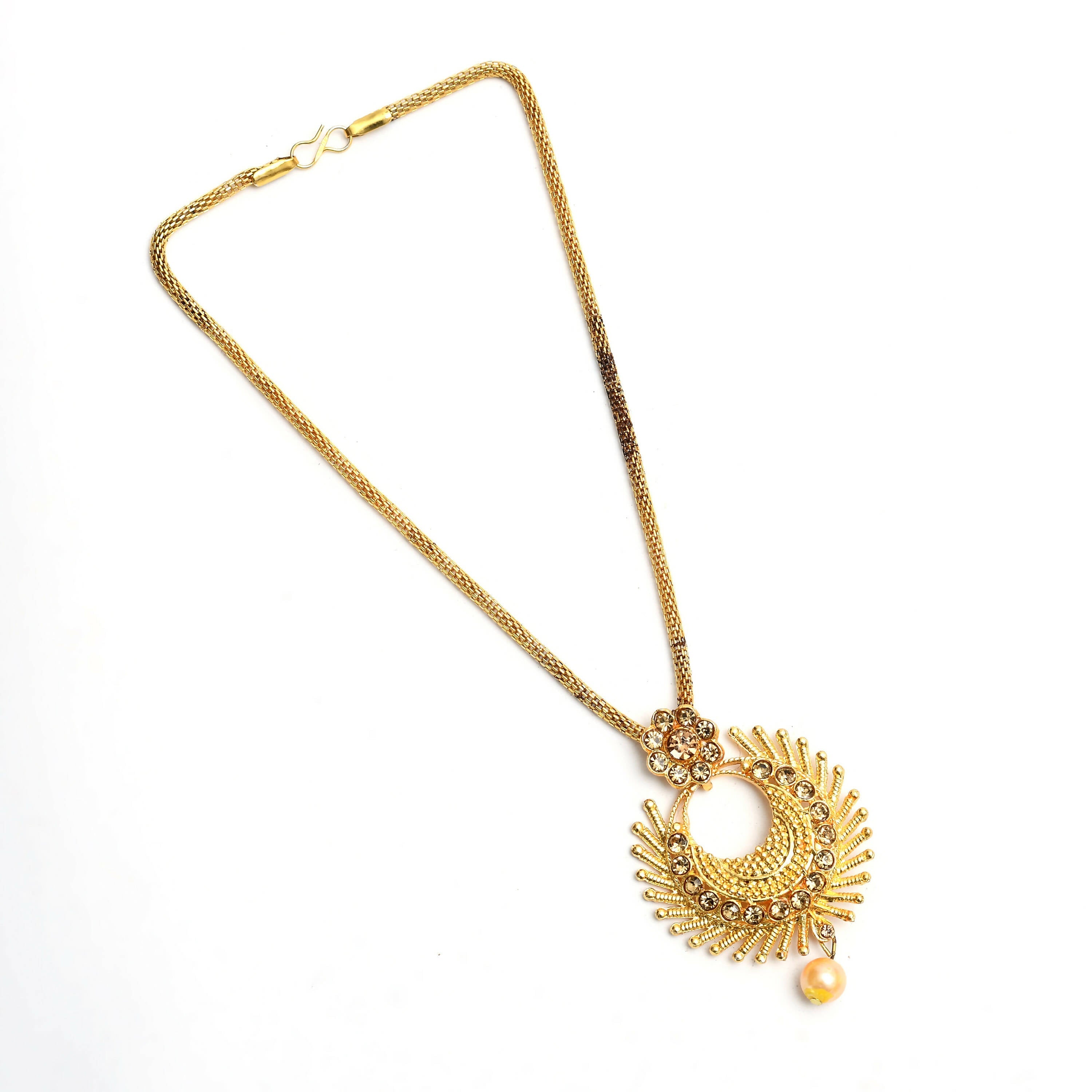 Mominos Fashion Johar Kamal Gold-Polished Brass Finish Long Necklace For Women (Golden) | Grocsy
