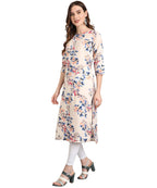 Vamika Cream French Crepe Printed Party Wear/Casual Wear Kurti (K1057 M) | Grocsy