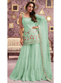 Vastranavya Malaika Arora Cream Georgette Embroidered Sequins Palazzo Suit | Grocsy