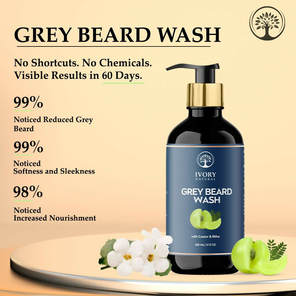 Ivory Natural Grey Beard Wash For Beard Graying And Restoring Beard'S Natural Black Shade | Grocsy