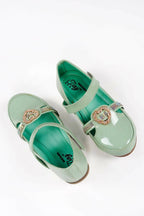 Tiny Bugs Girls Party Wear Velcro Ballerinas - Green | Grocsy