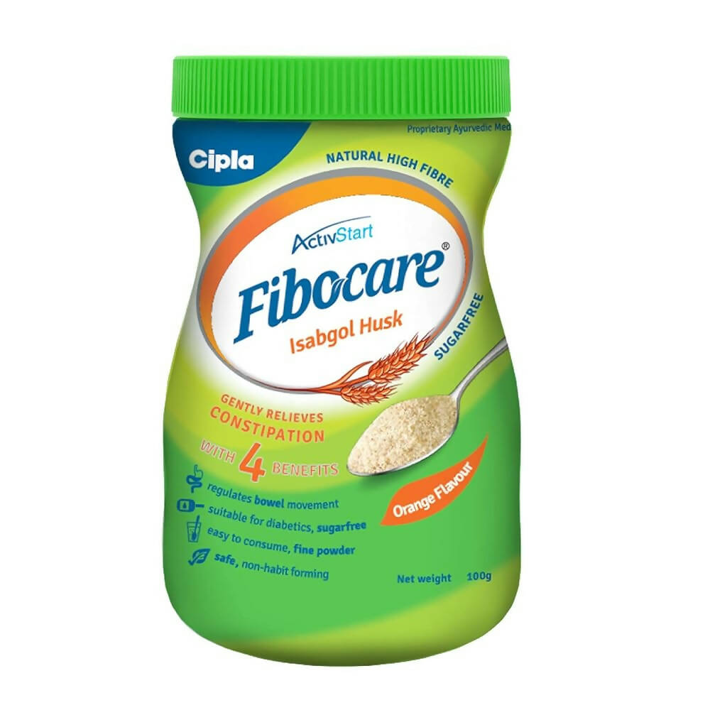 Cipla Fibocare Isabgol Husk Powder | Sugar Free - Orange Flavor | Grocsy