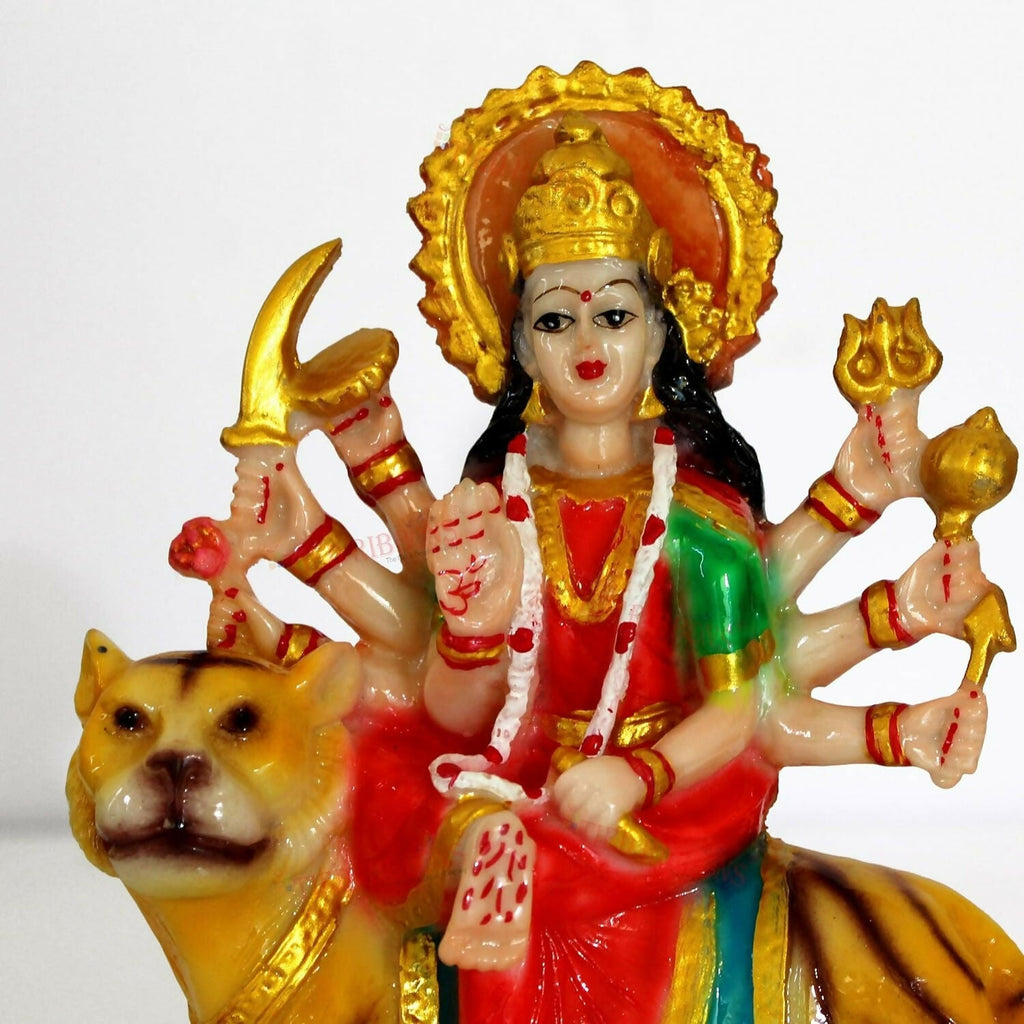 Tied Ribbons Nav Durga Devi Sherawali Mata Murti Statue