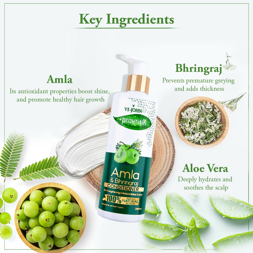 VI-JOHN Prakritik Amla & Bhringraj Conditioner, Vitamin C for deep-rooted care,100% Bio Actives | Grocsy