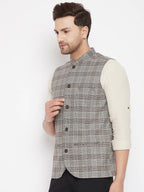 Even Apparels Brown Merino Men Woven Nehru Jacket PW729 | Grocsy