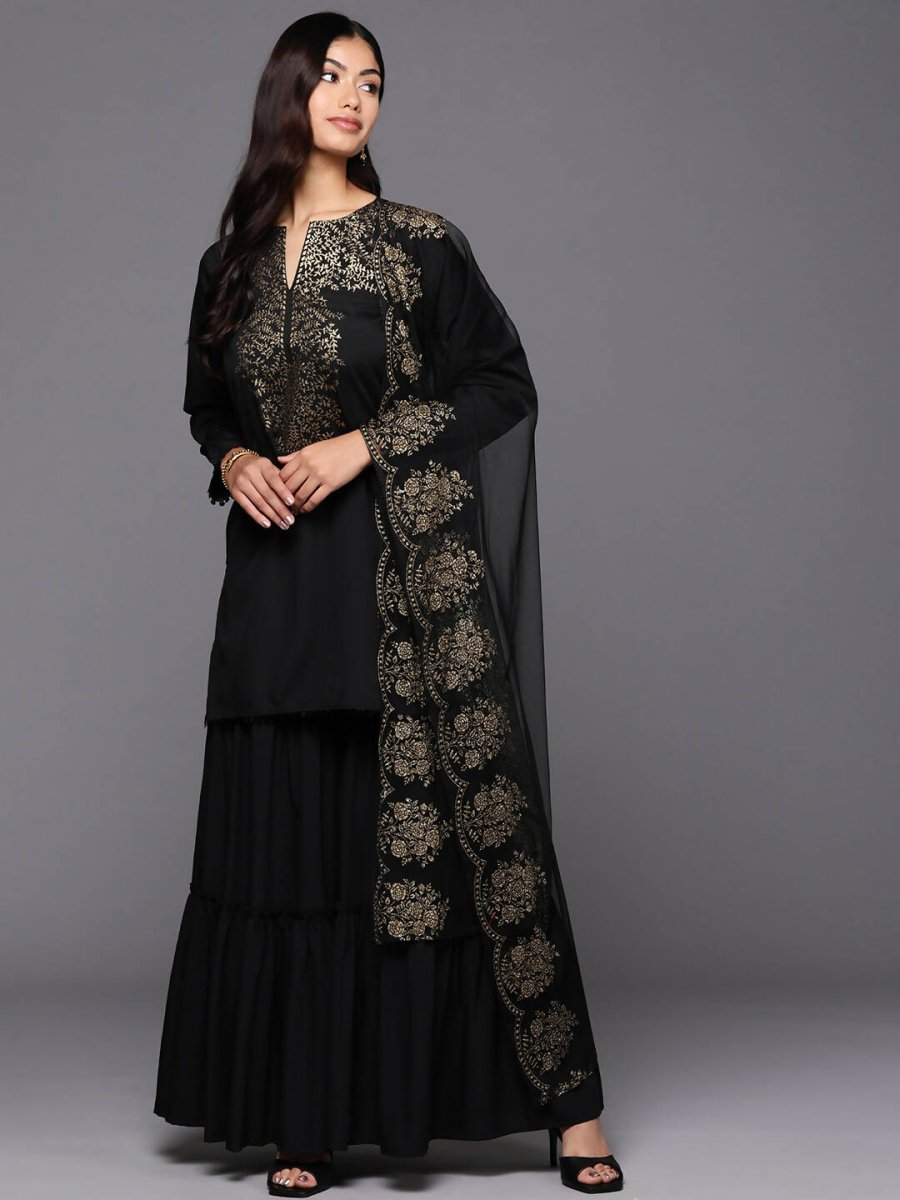 Ahalyaa Women's Traditional wear Kurta Set - Black | Grocsy