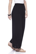 Mominos Fashion Reyon Cotton Black Embroidery Chikan Palazzo | Grocsy