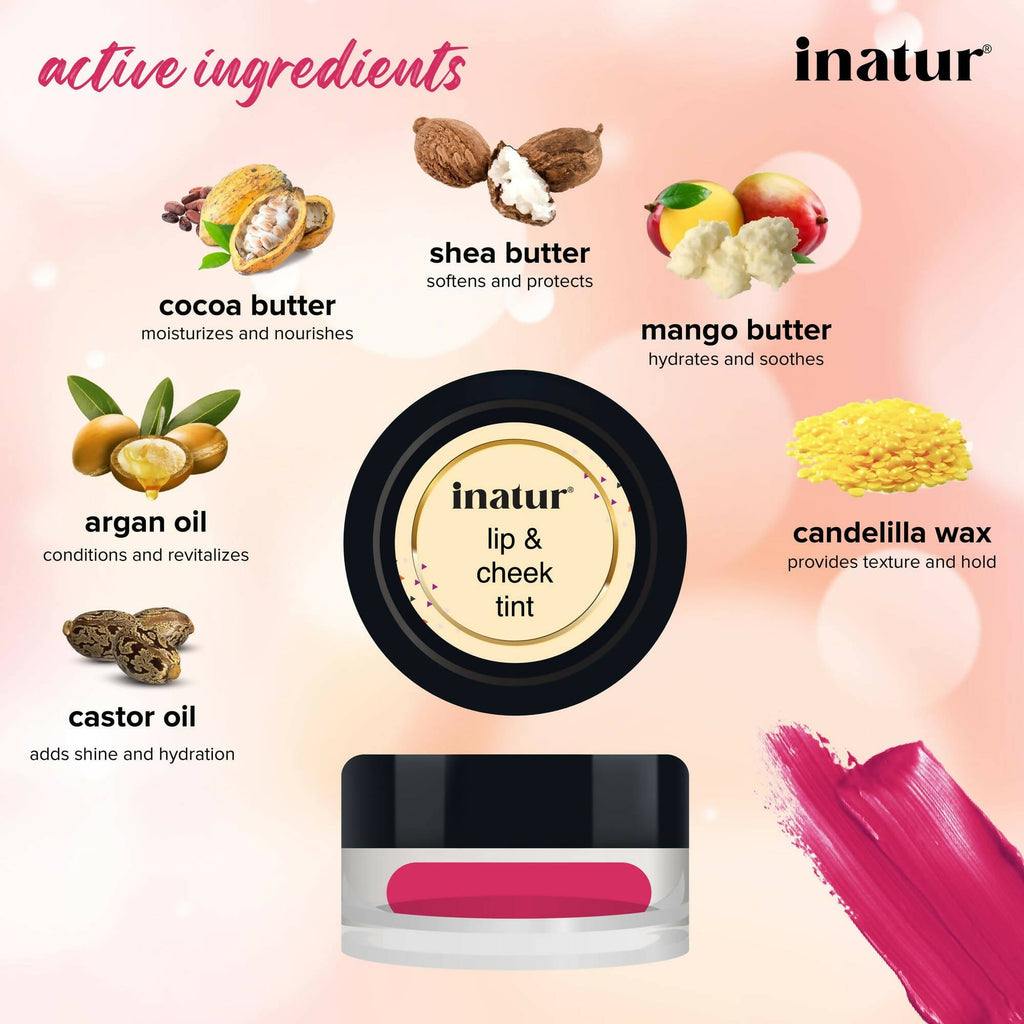 Inatur Lip and Cheek Tint Cool Fushia | Grocsy