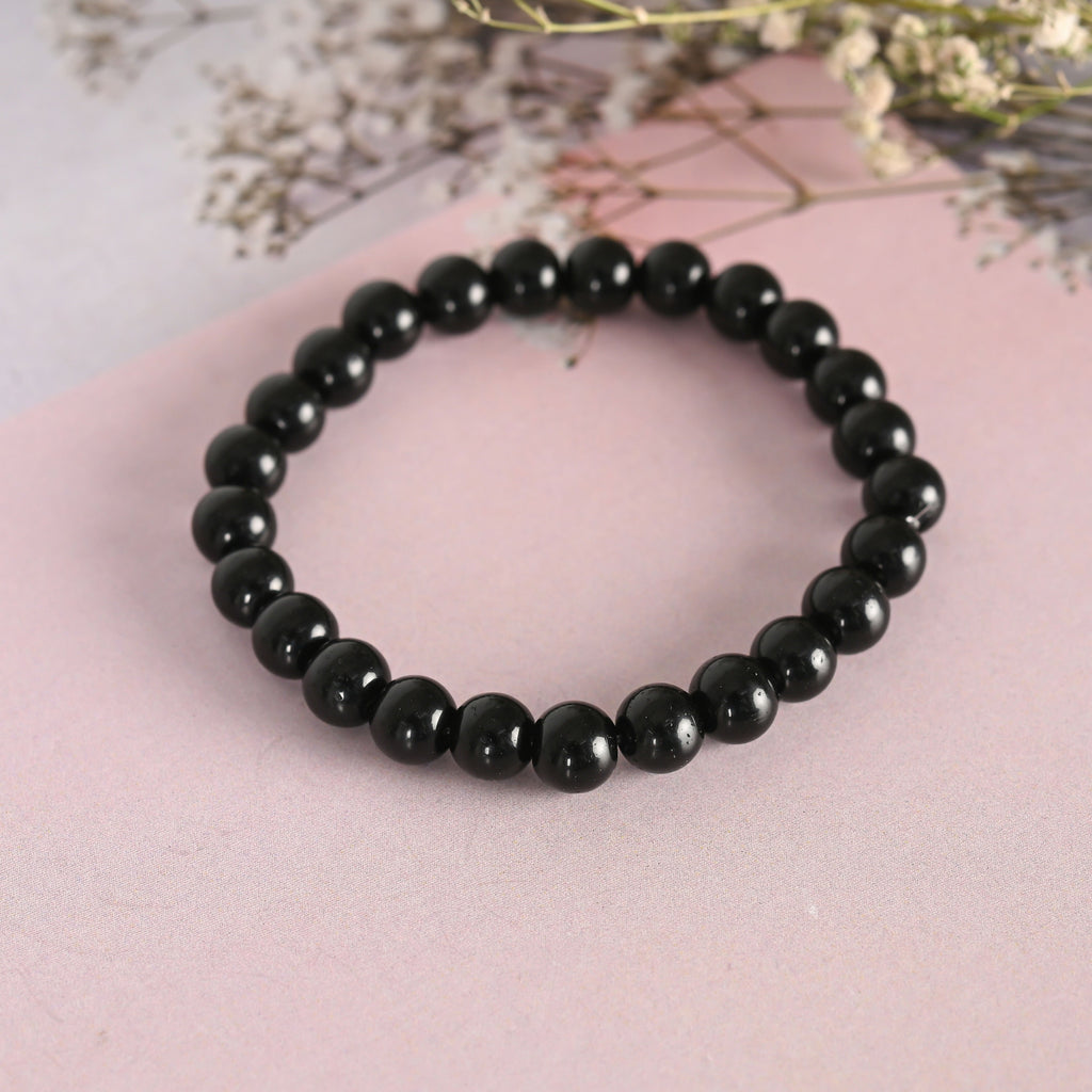 NVR Men & Women Black Marbel Crystal Elasticated Bracelet | Grocsy