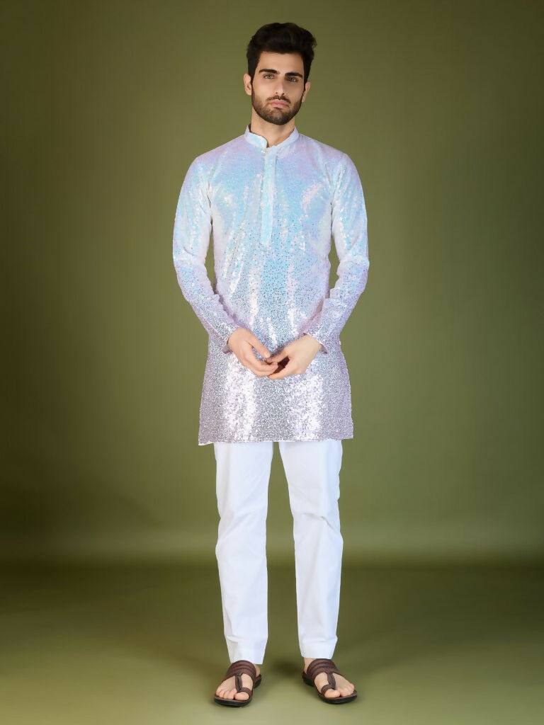 Vastranavya Ombre Pink Premium Real Georgette Thread Sequence & Embroidery work Kurta | Grocsy
