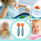 Safe-O-Kid Bpa Free Extra Safe Silicone Feeding/Training Spoon With Box For Baby- Blue & Orange | Grocsy