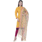 A R Silk White Color Multi Stripe Dupattas and Chunnis | Grocsy