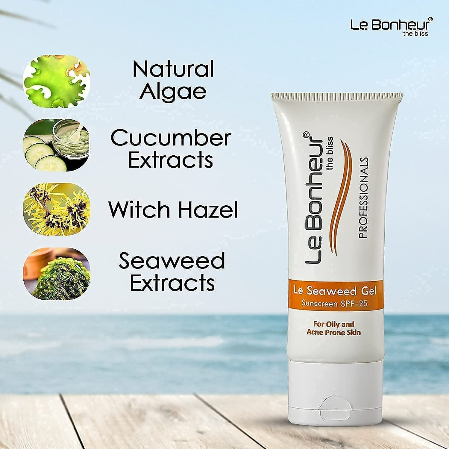 Le Bonheur Seaweed Gel Sunscreen SPF 25 For Skin Fairness | Grocsy