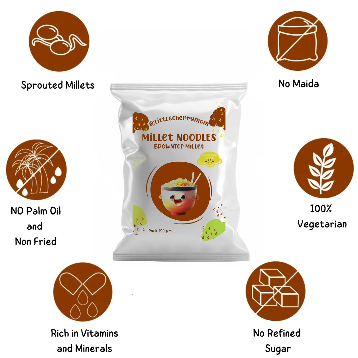 Littlecherrymom Browntop Millet Instant Noodles | Grocsy