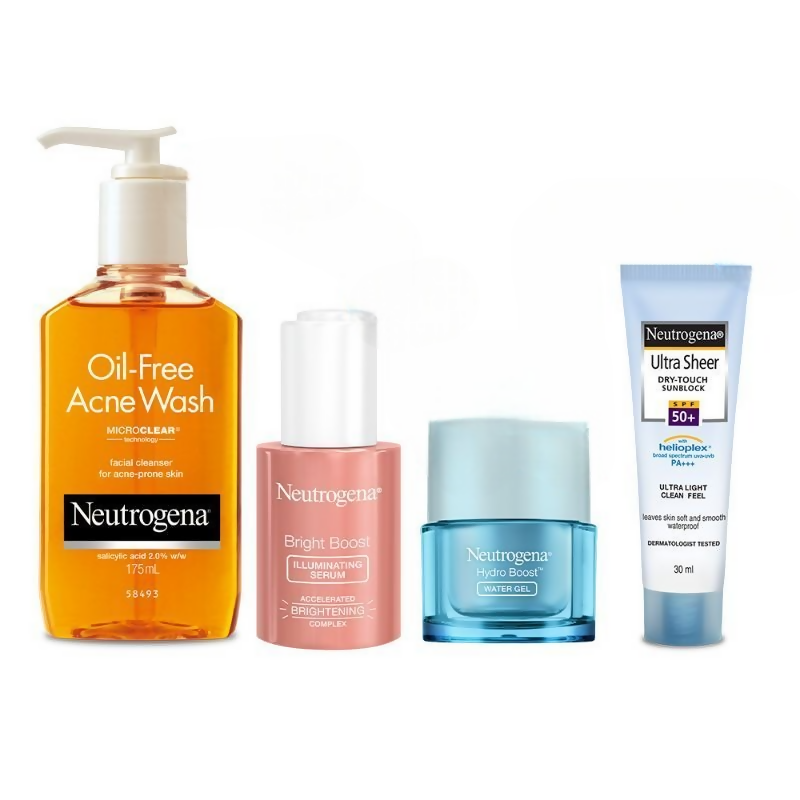 Neutrogena Bestsellers CSMS (Cleanser, Serum, Moisturizer, Sunscreen) Combo | Grocsy
