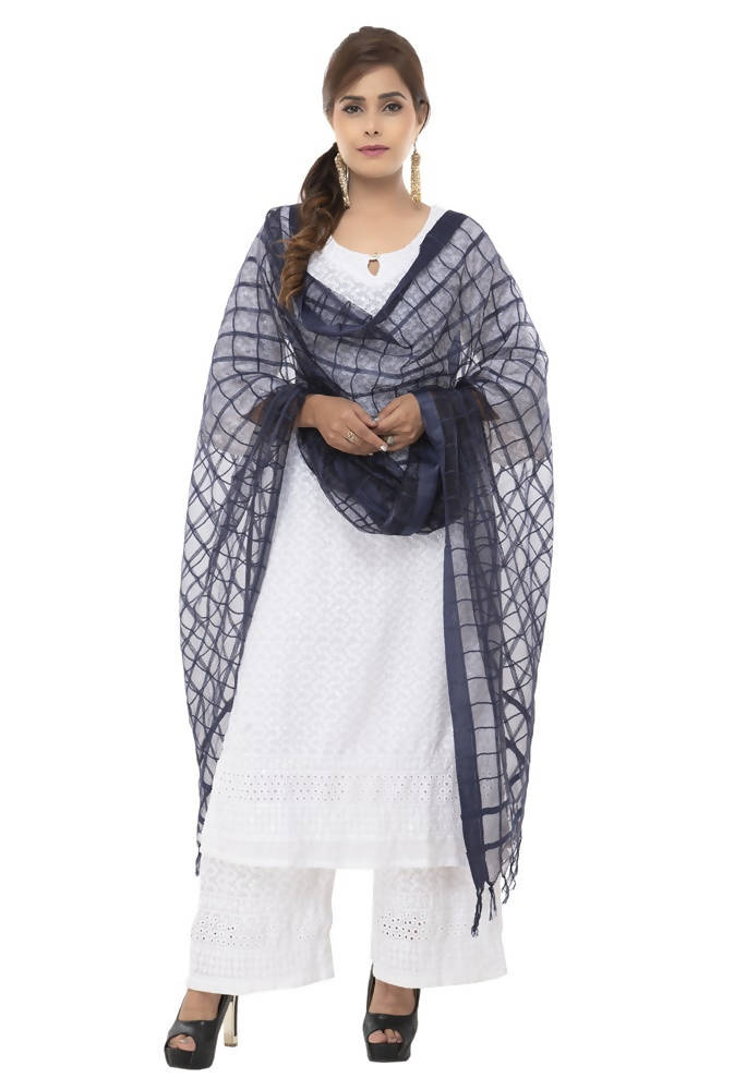 Mominos Fashion Navy Blue Cotton Square Dupatta | Grocsy