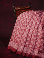 Red Onion All Over Printed Semi Chanderi Saree By Gayathri Reddy Designer Studio | Grocsy