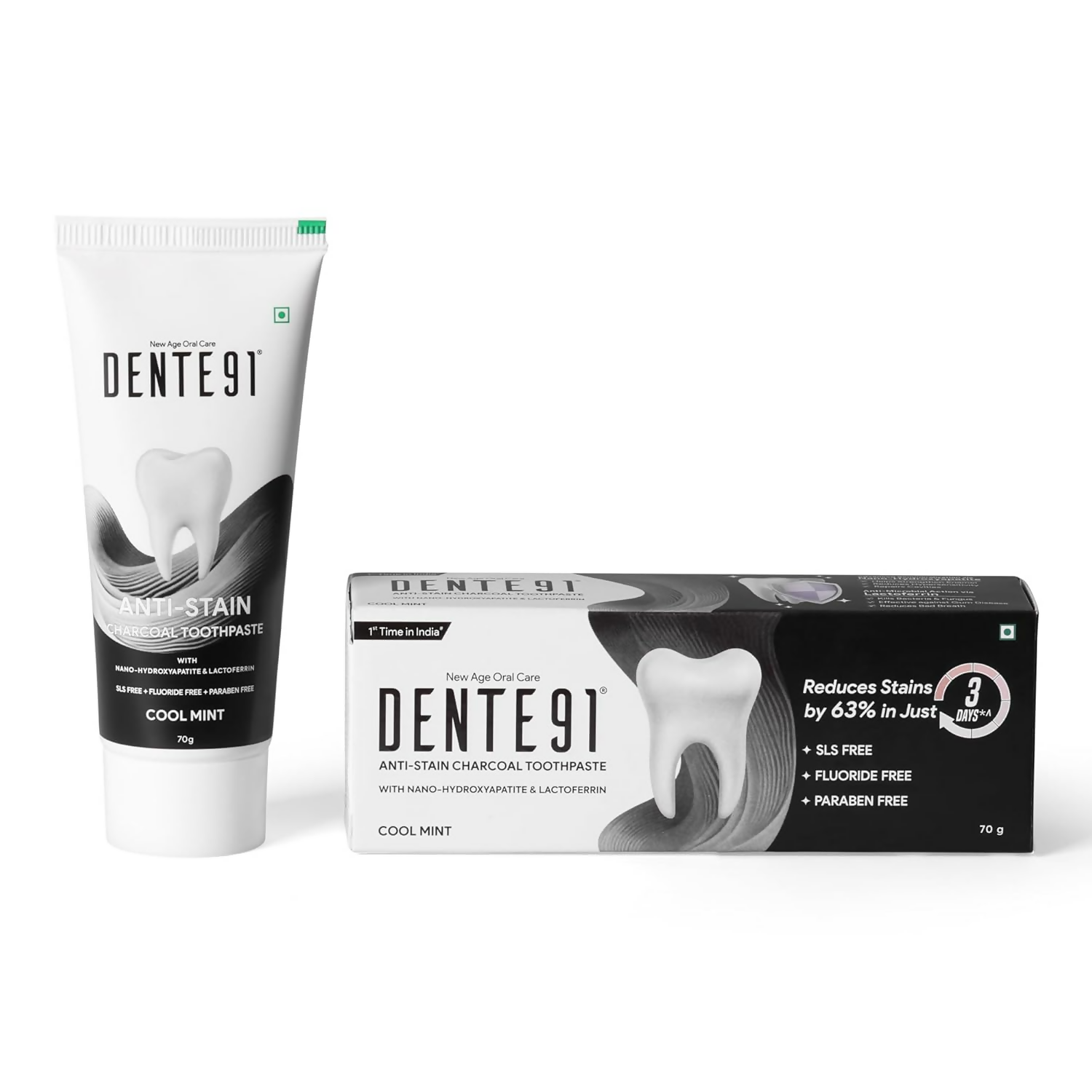 Dente91 Anti-Stain Charcoal Toothpaste | Grocsy