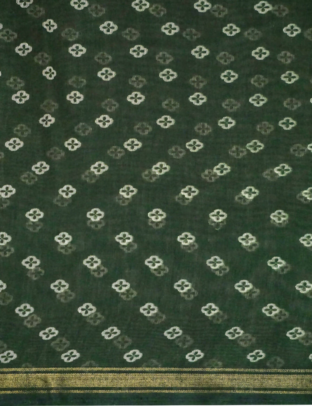 Shades Of Dark Leaf Green Floral Design Semi Chanderi Saree By Gayathri Reddy Designer Studio | Grocsy