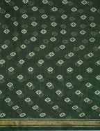 Shades Of Dark Leaf Green Floral Design Semi Chanderi Saree By Gayathri Reddy Designer Studio | Grocsy