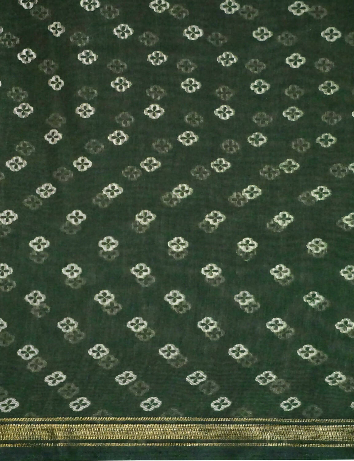 Shades Of Dark Leaf Green Floral Design Semi Chanderi Saree By Gayathri Reddy Designer Studio | Grocsy