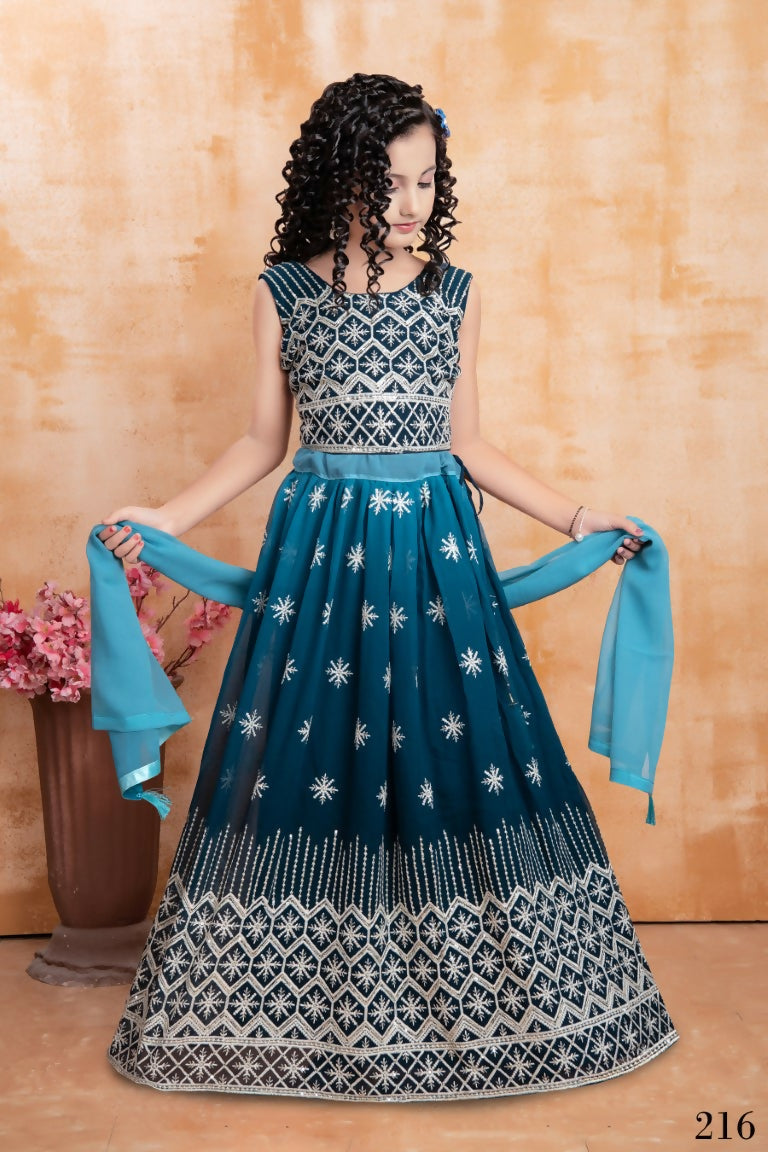 Wedding Designer Rama Georgette Kidswear Lehenga - Aaradhna | Grocsy
