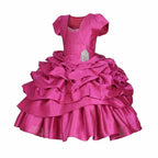 Asmaani Baby Girl's Pink Colour Satin A-Line Maxi Full Length Dress (AS-DRESS-22118) | Grocsy