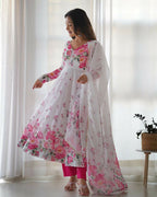Joban Fashion White Kurta Set Organza Sequin Embroidery Work | Grocsy