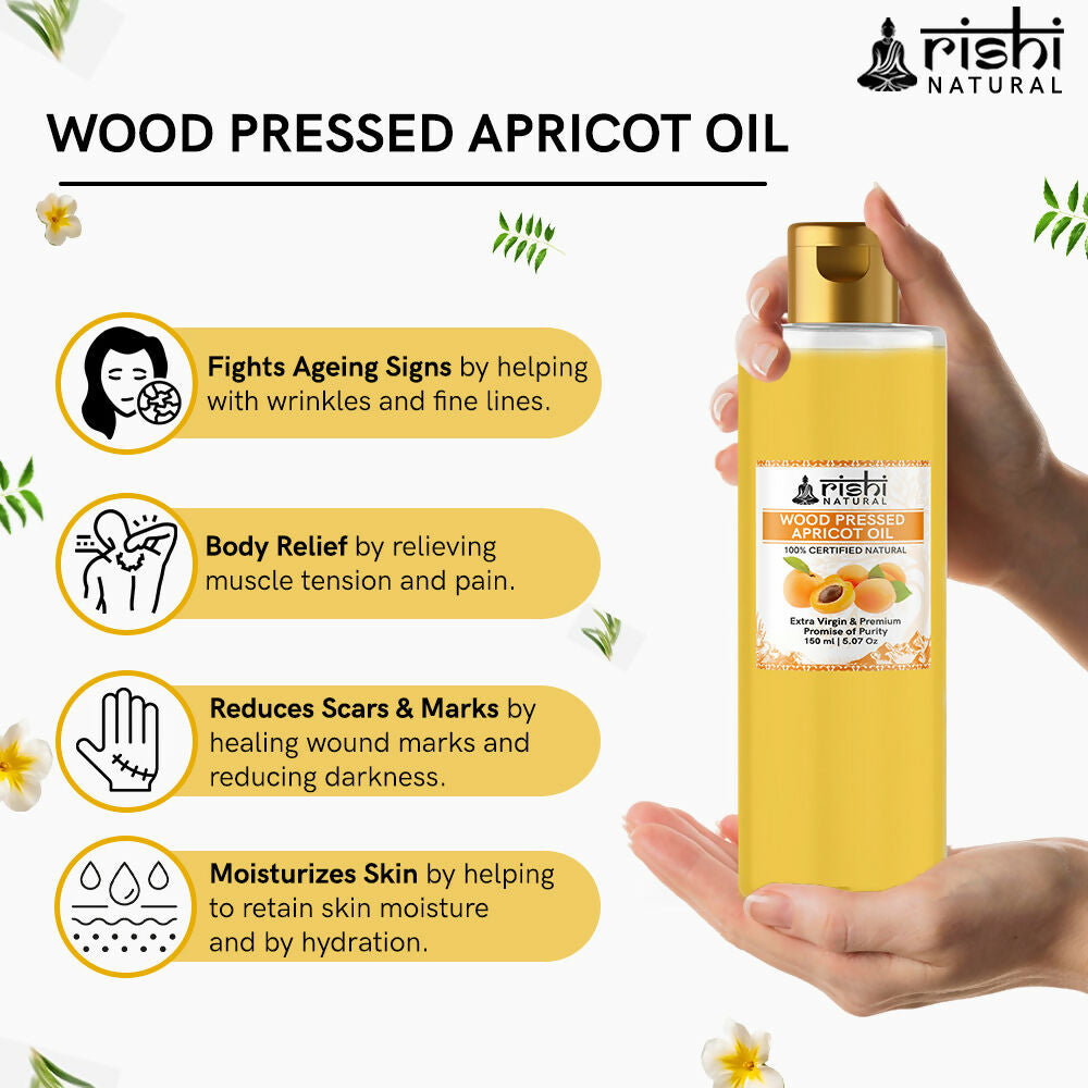 Rishi Natural Apricot Oil Wood Pressed 100% Pure | Grocsy