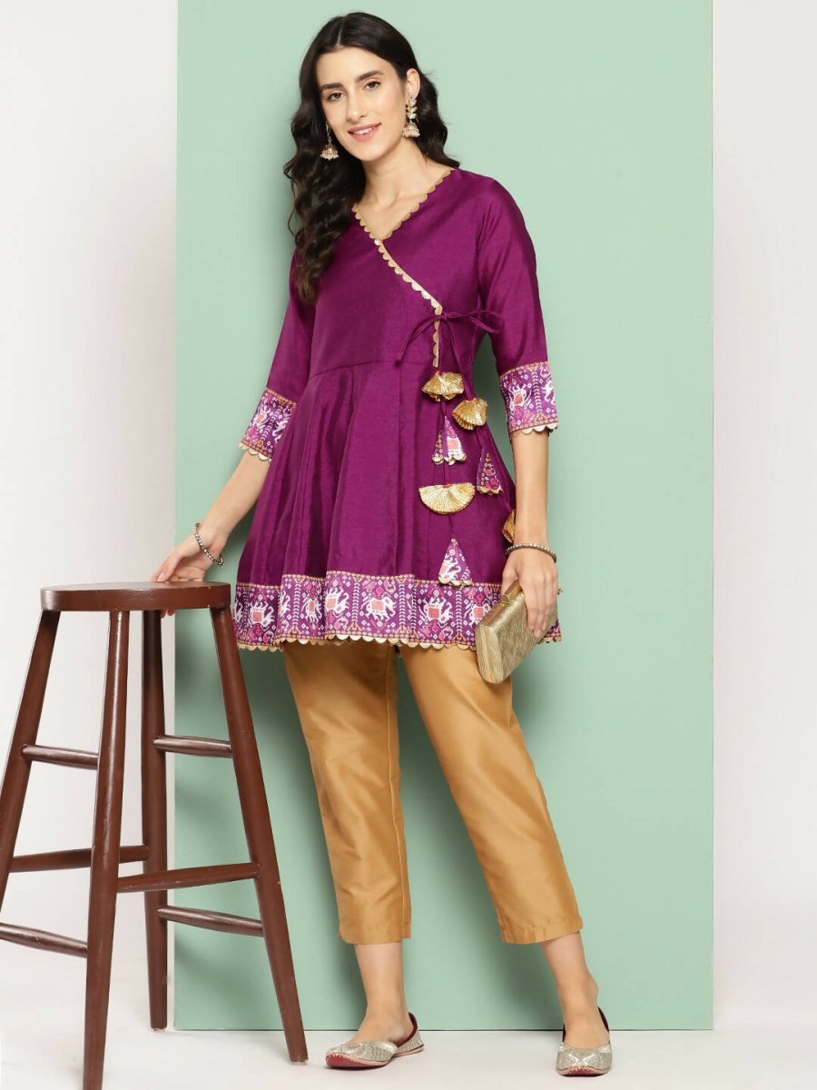 Ahalyaa Women's Traditional wear Tunic - Purple | Grocsy
