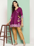 Ahalyaa Women's Traditional wear Tunic - Purple | Grocsy