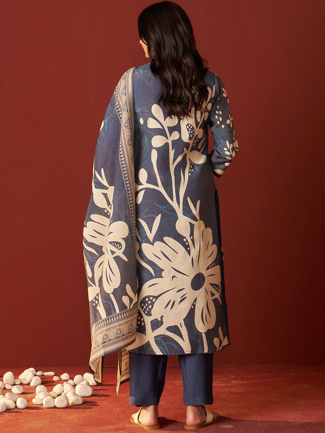 Indo Era Women Floral Printed Beads and Stones Kurta with Trousers & Dupatta Kurta Sets | Grocsy
