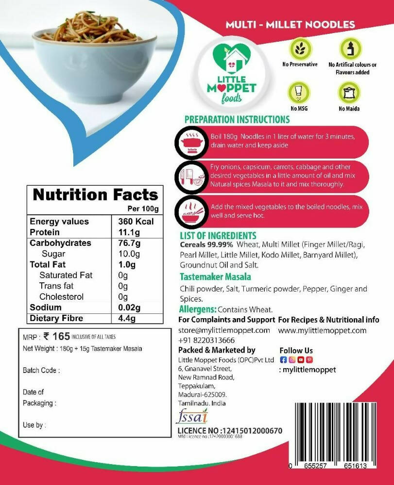 Little Moppet Foods Multi Millet Noodles | Grocsy