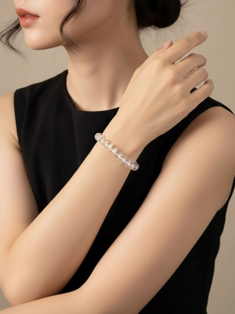 NVR White Crystal Beaded Bracelet for Men & Women | Grocsy