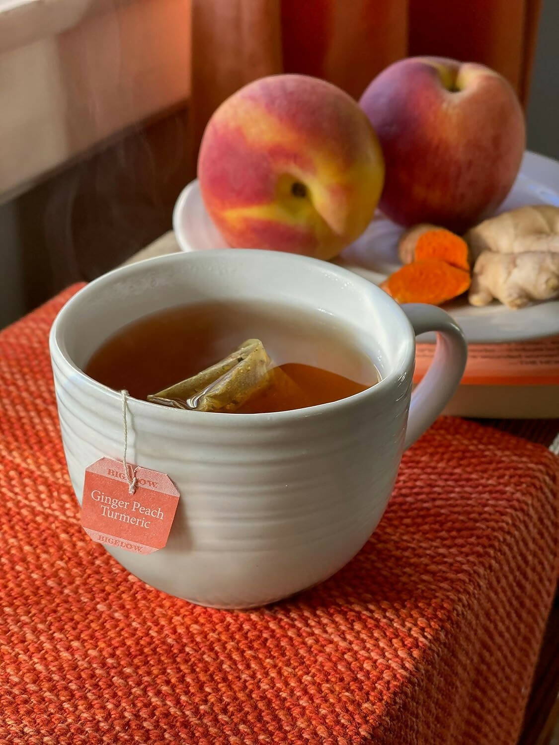 Bigelow Tea Ginger Peach Turmeric Herbal Tea Freshness & Aroma Caffeine Free | Grocsy