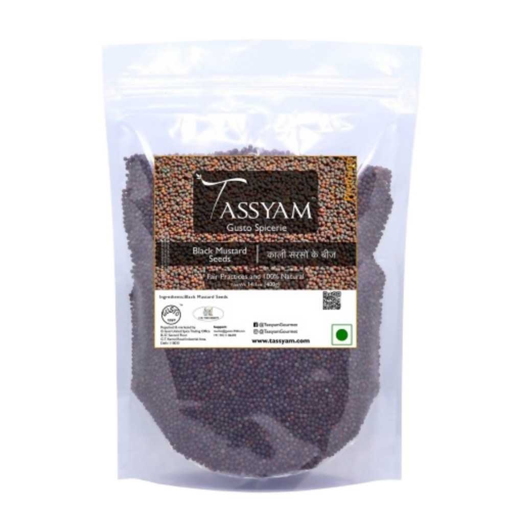Tassyam Organics Black Mustard Seeds - Kali Sarso | Grocsy