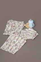 Breathables White & Yellow Tortoise Cotton Nightsuit Set For Kids | Grocsy