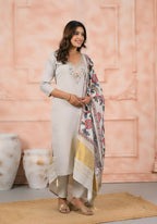 Ethnic Festive Wear Viscose Off White Stitched Suit With Dupatta - Anbazaar | Grocsy