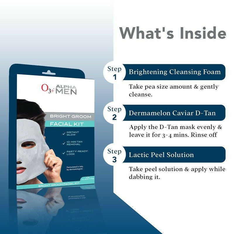 Professional O3+ Alpha Men Bright Groom Facial Kit | Grocsy
