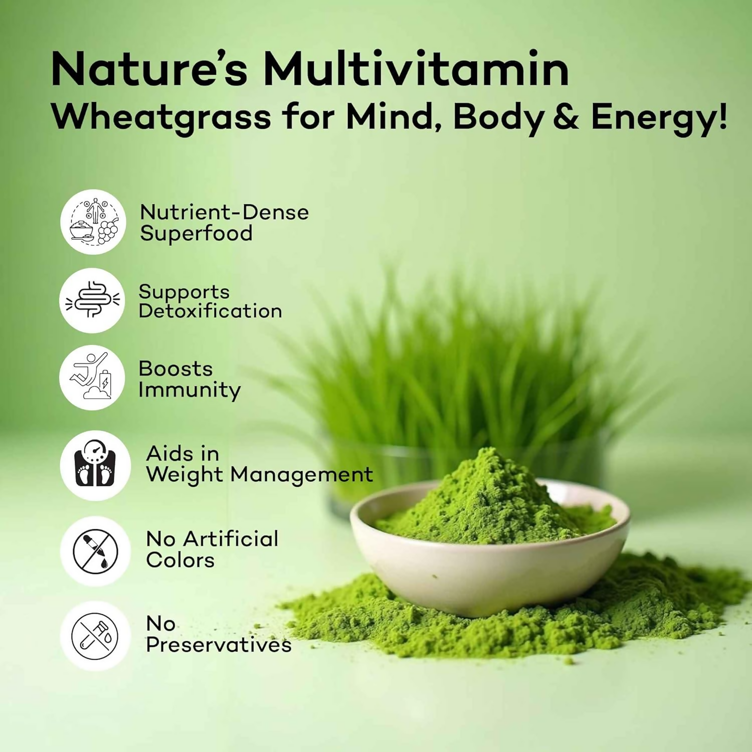 Ishva Wheatgrass Powder Pure & Natural Superfood Detoxifies, Supports Digestion & Promotes Vitality | Grocsy