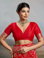 Shree Shyam Fashion Red Silk Blend Saree | Grocsy