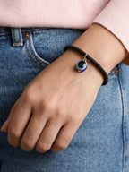 NVR Black Evil Eye Spring Ring Bracelet for Men & Women | Grocsy
