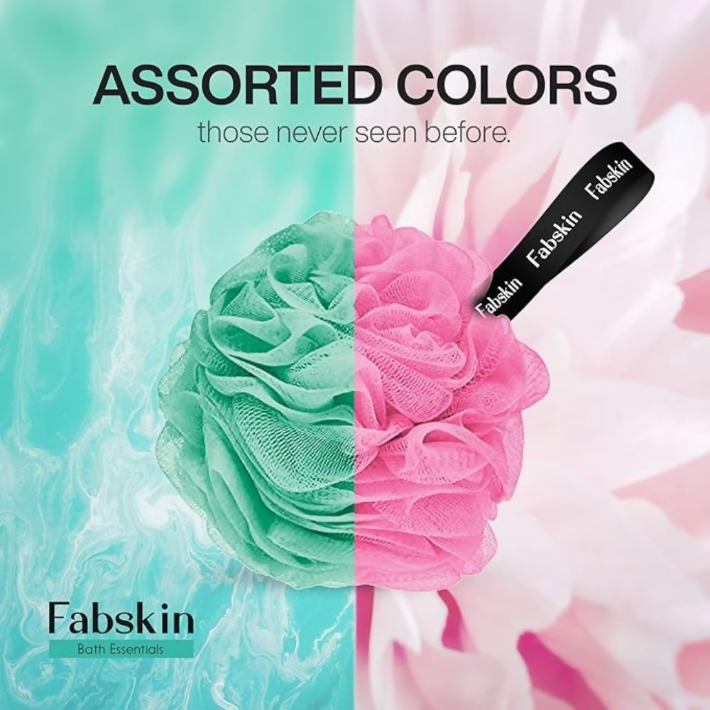 Fabskin Luxury Bathing Round Loofah - Aqua and Pink - 2 Pieces | Grocsy